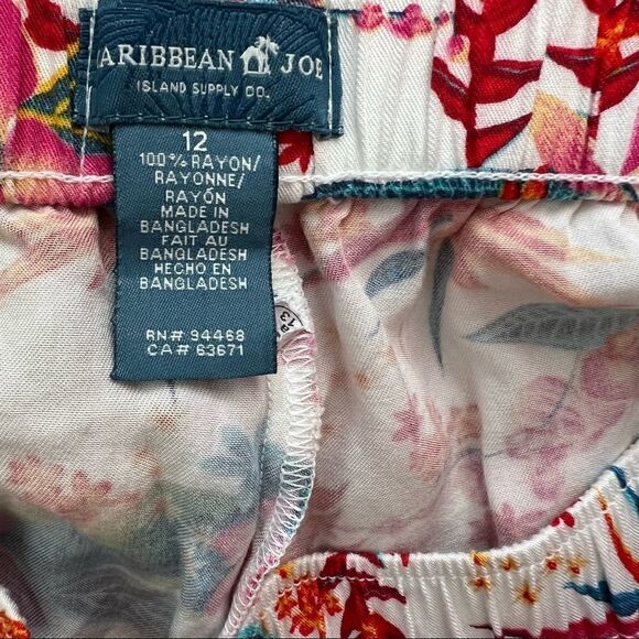 Vintage Caribbean Joe Wide Leg Cropped Tropical Floral Pants 12 - Picture 8 of 9